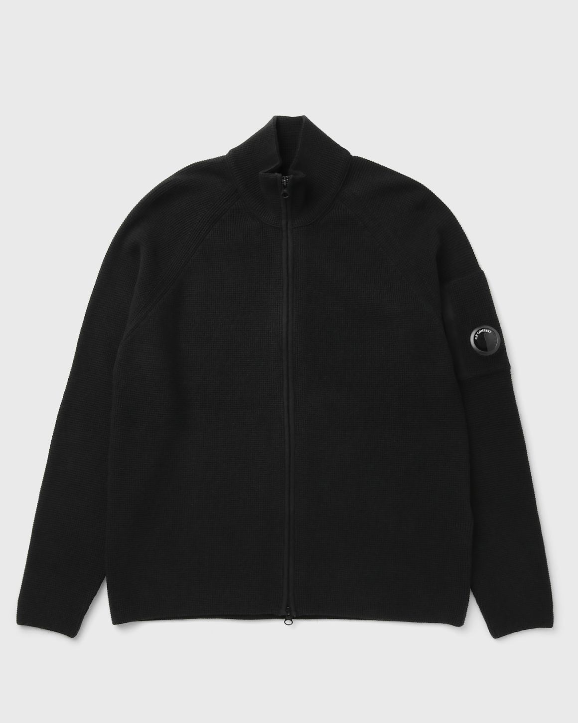 C.P. Company WAFFLE KNIT COTTON ZIP LENS CARDIGAN