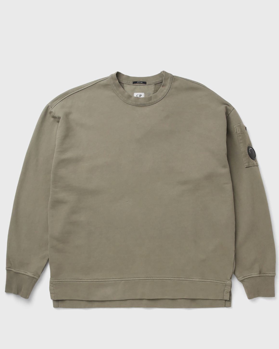 C.P. Company BRUSHED AND EMERIZED DIAGONAL FLEECE MIXED BOXY CREWNECK LENS SWEATSHIRT