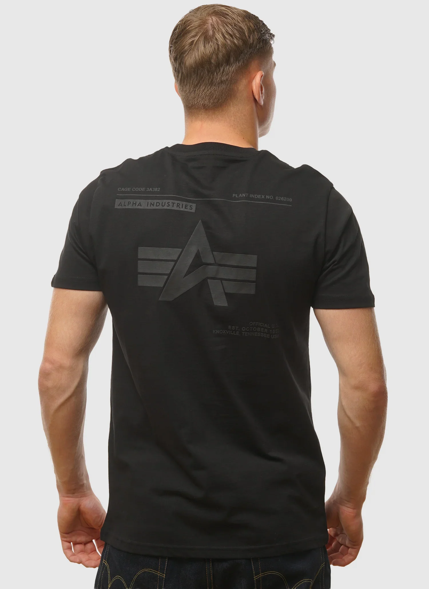 Label Back Print T-Shirt - Black/Black