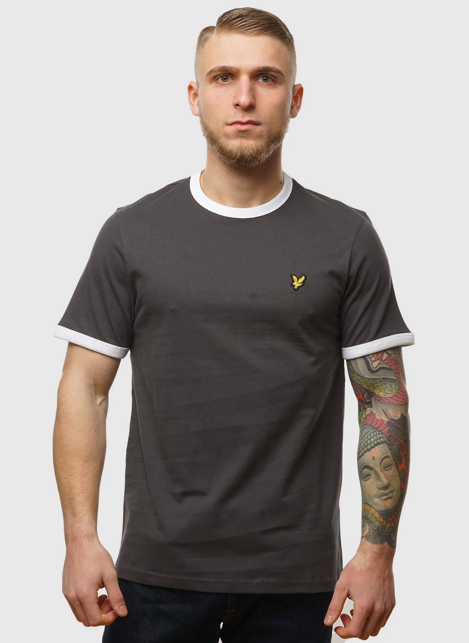 Ringer T-Shirt - Gunmetal/ White
