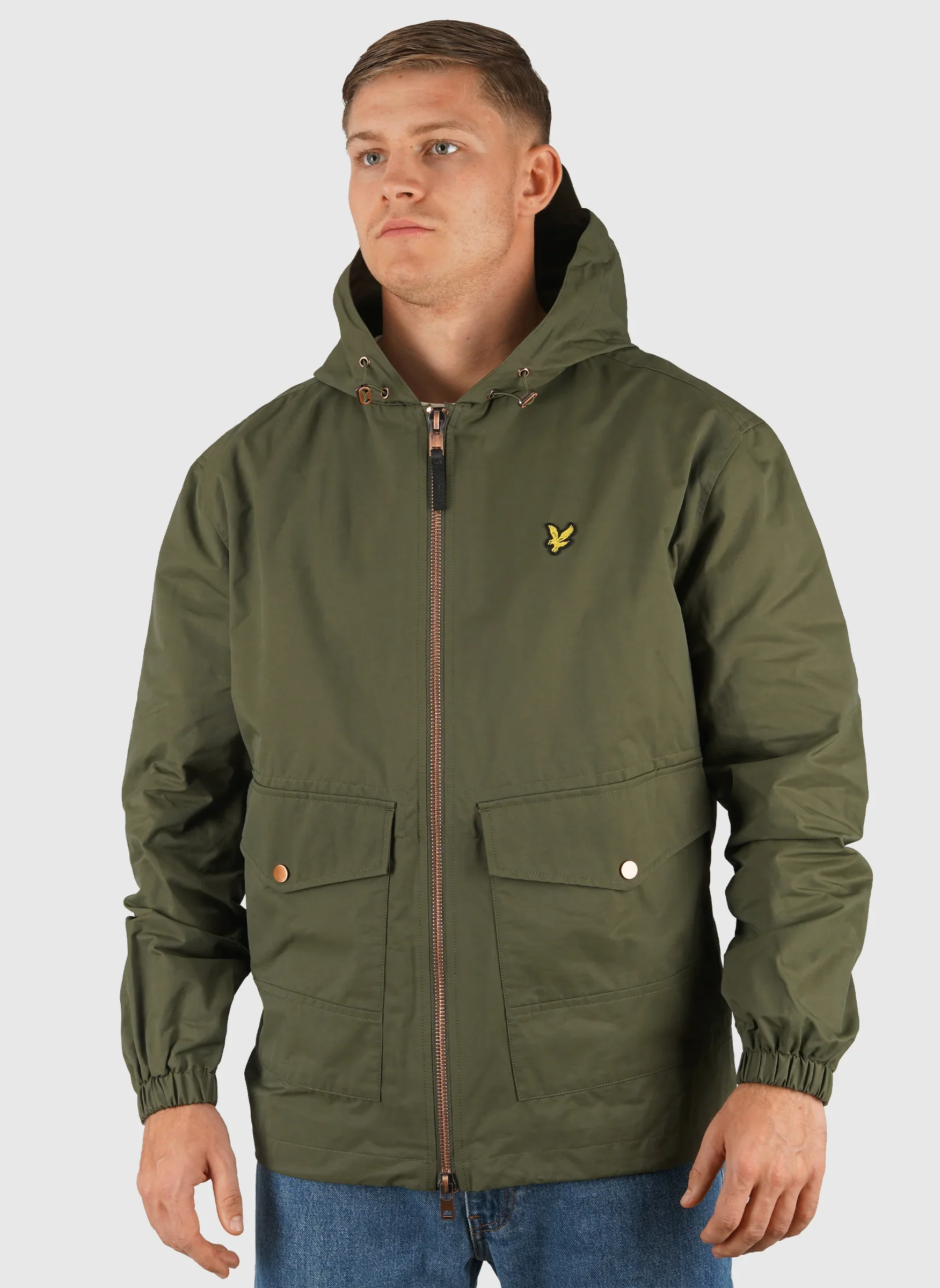 Waxed Hooded Utility Jacket - True Olive