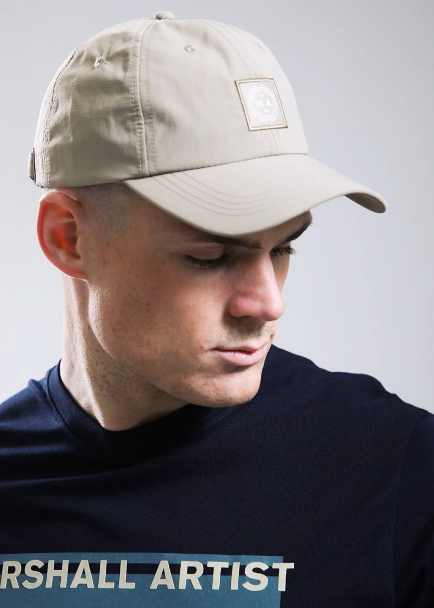 Woven badge cap - stone