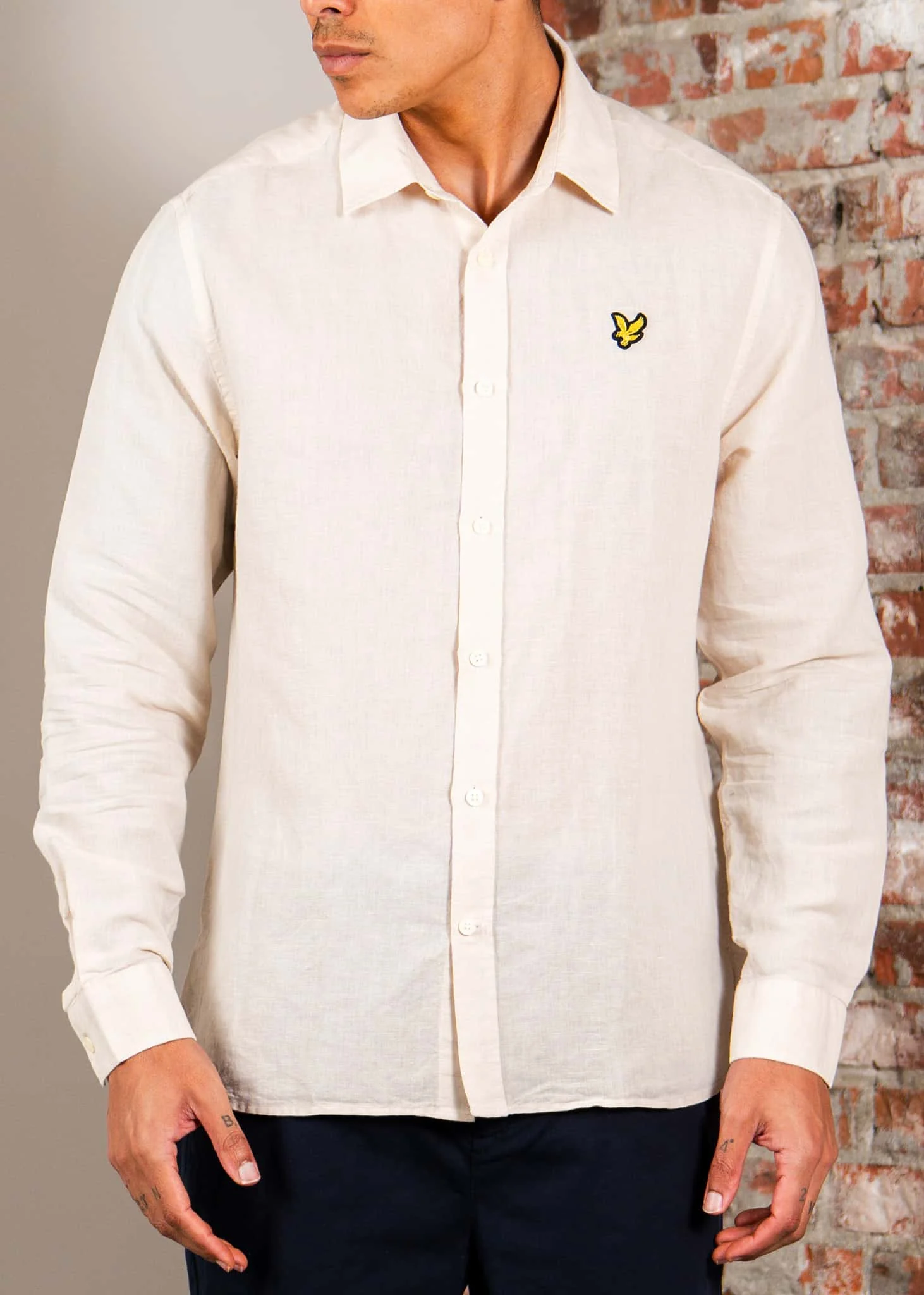 Long sleeve linen blend shirt - cove
