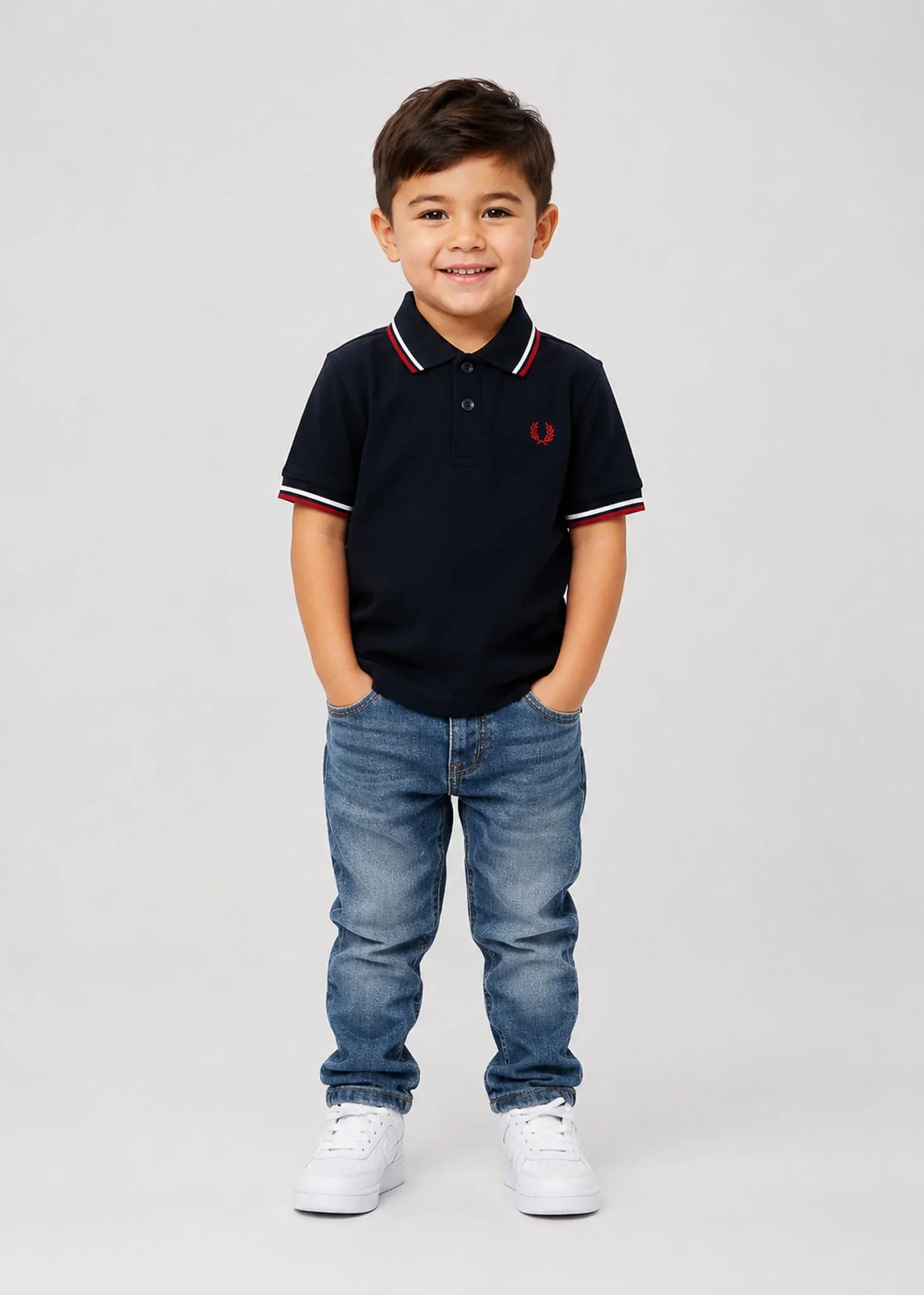 My first twin tipped fred perry shirt - navy snow white burnt red