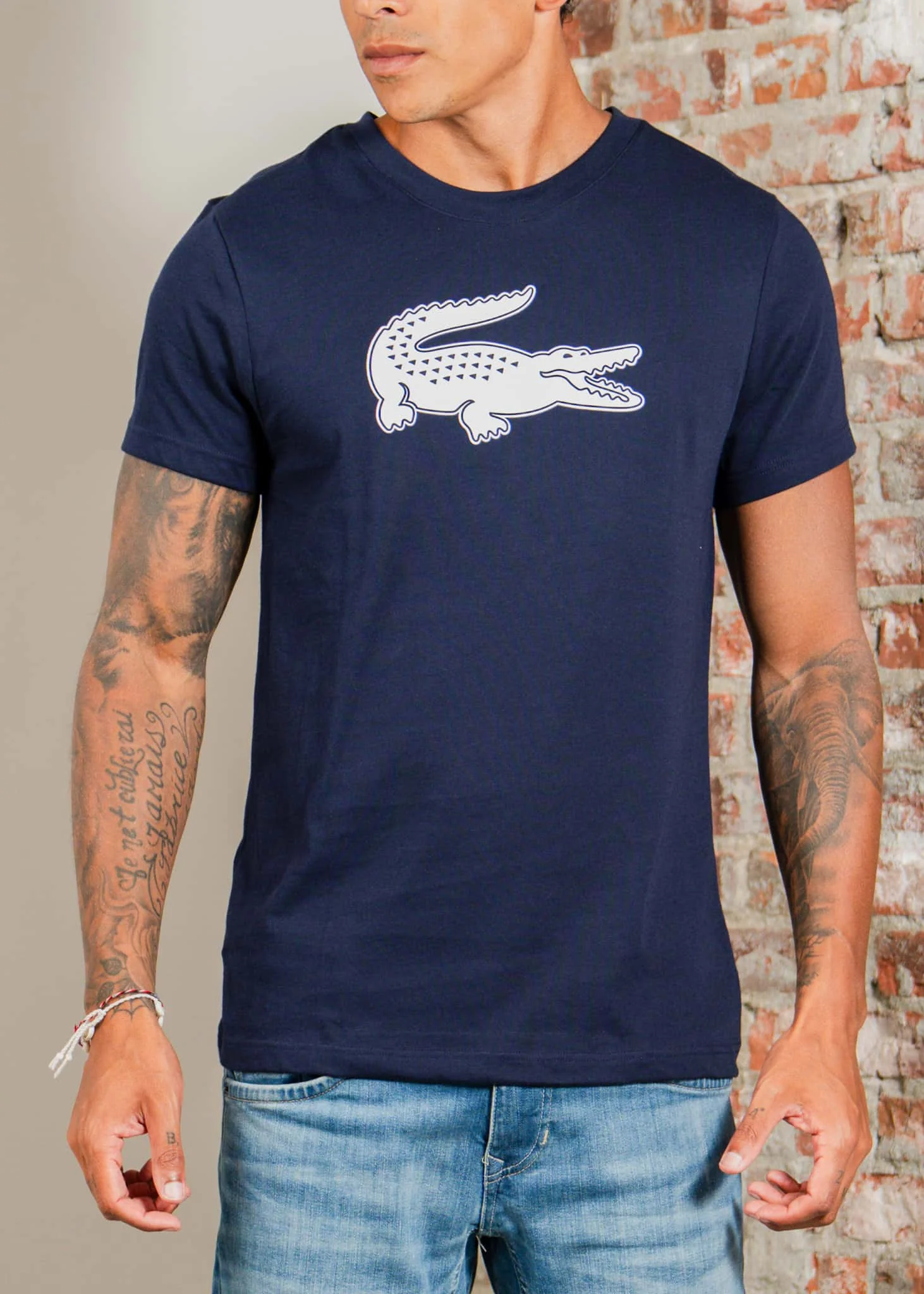 Lacoste logo t-shirt - navy blue white