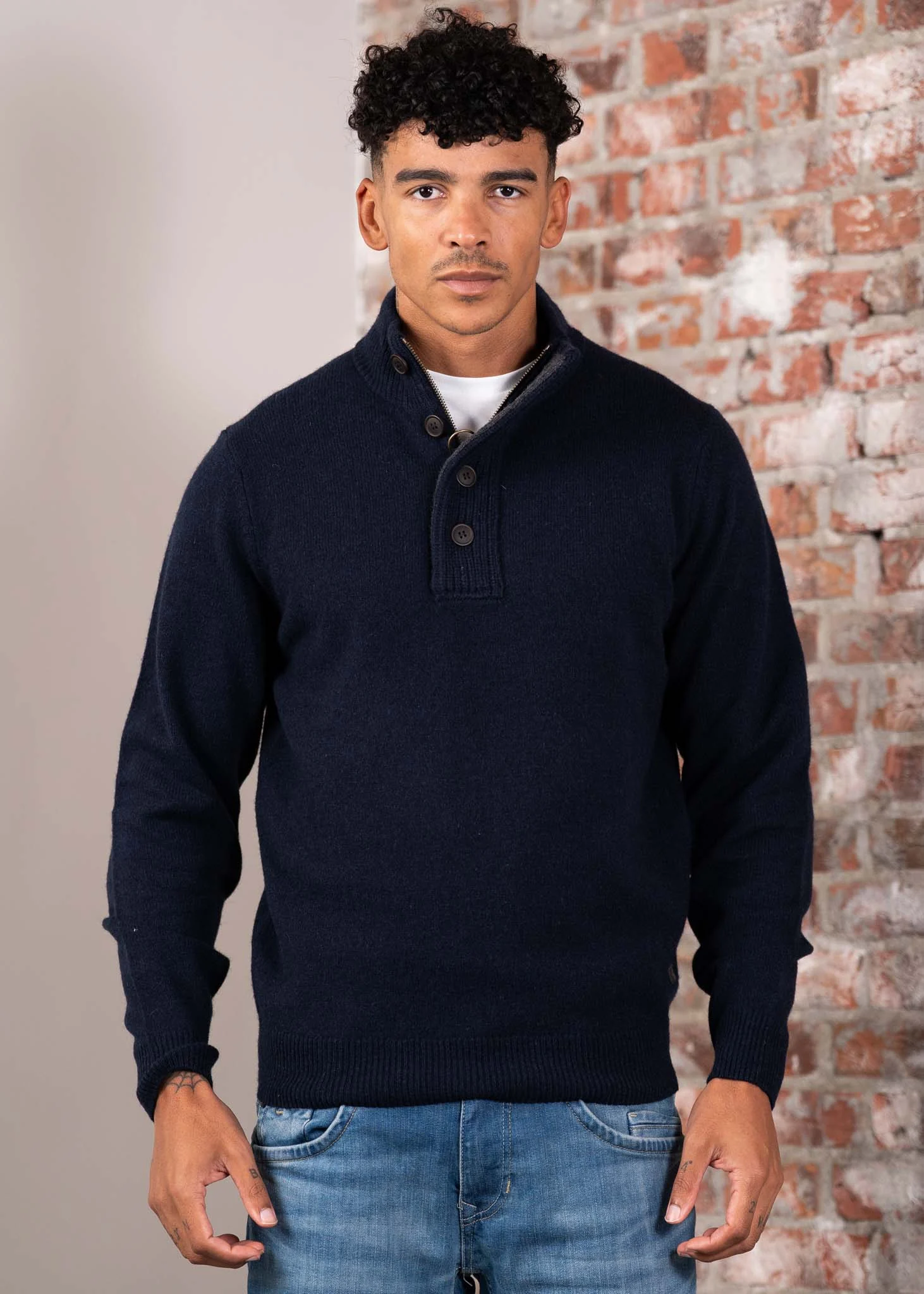 Patch half zip - navy