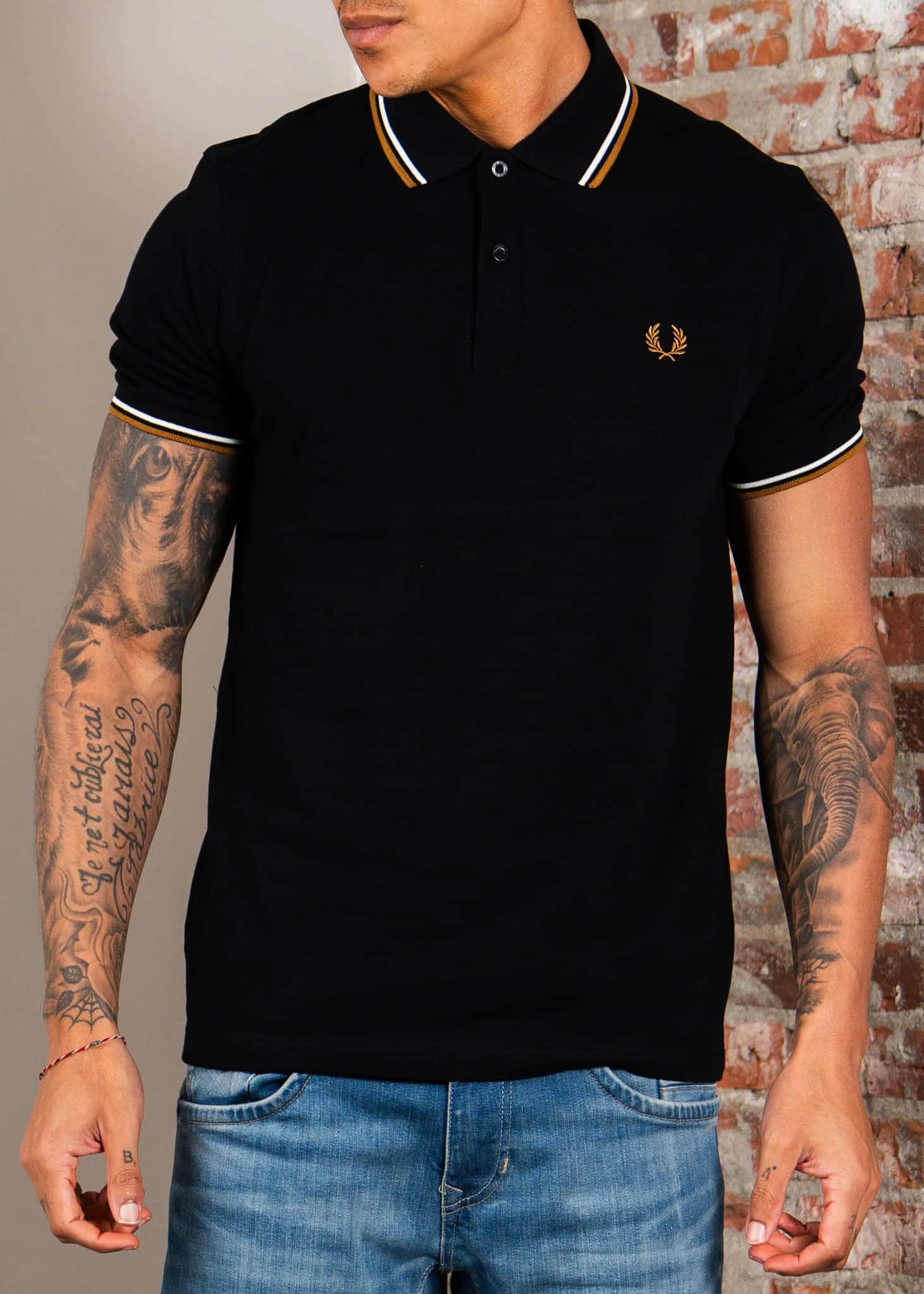 Twin tipped fred perry shirt - black PS9