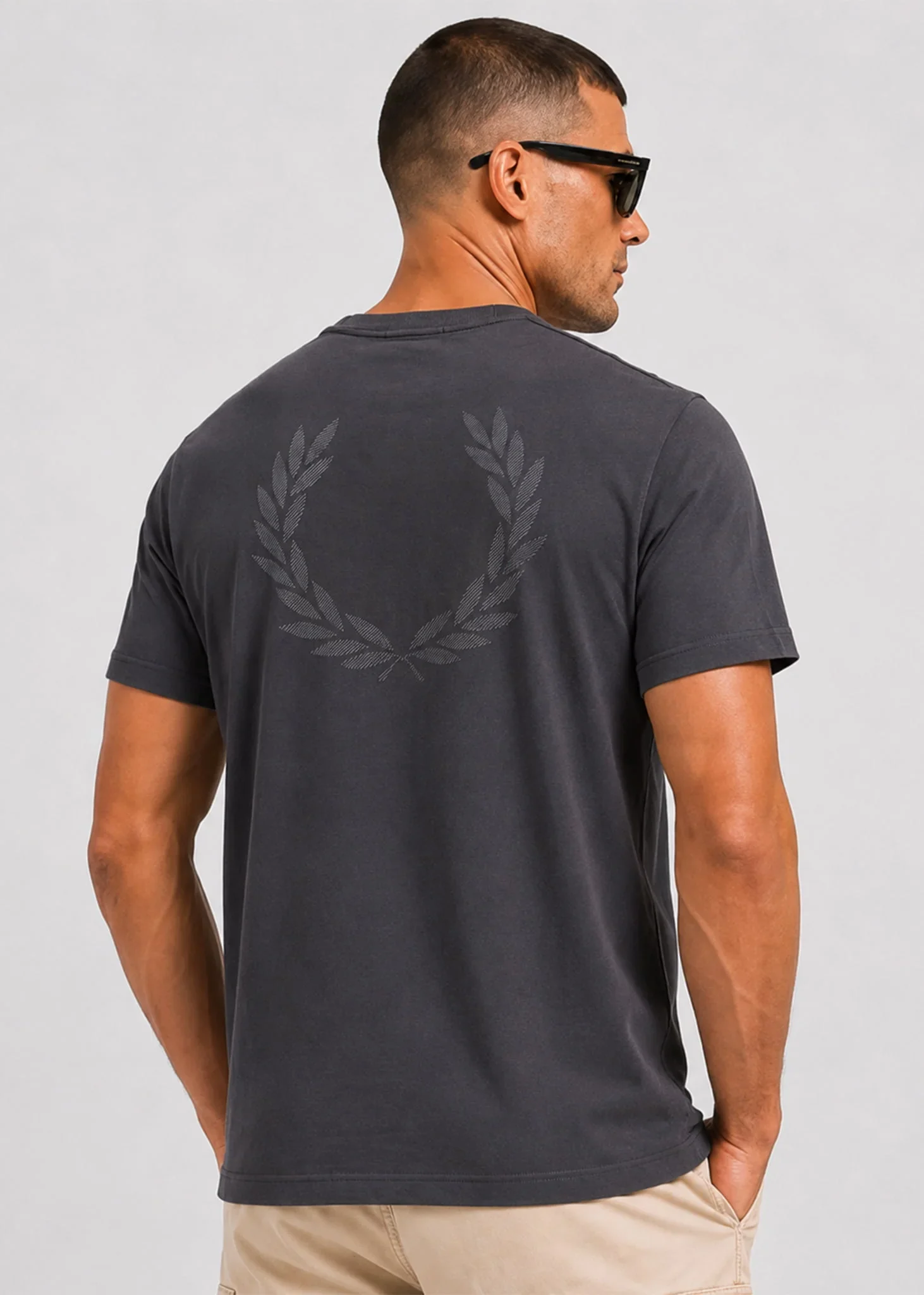 Back print laurel wreath t-shirt - anchor grey