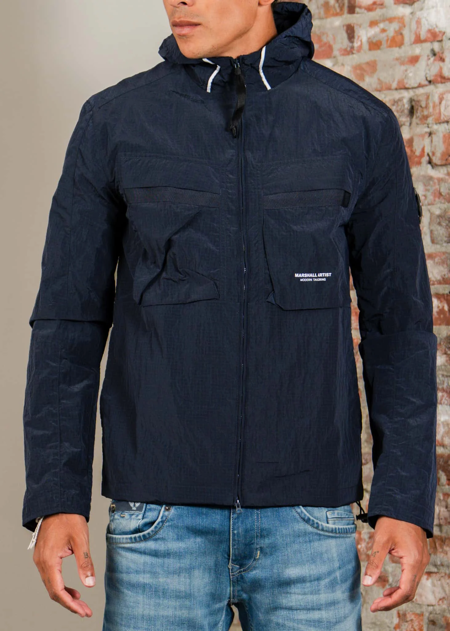 Sicuro hooded overshirt - navy