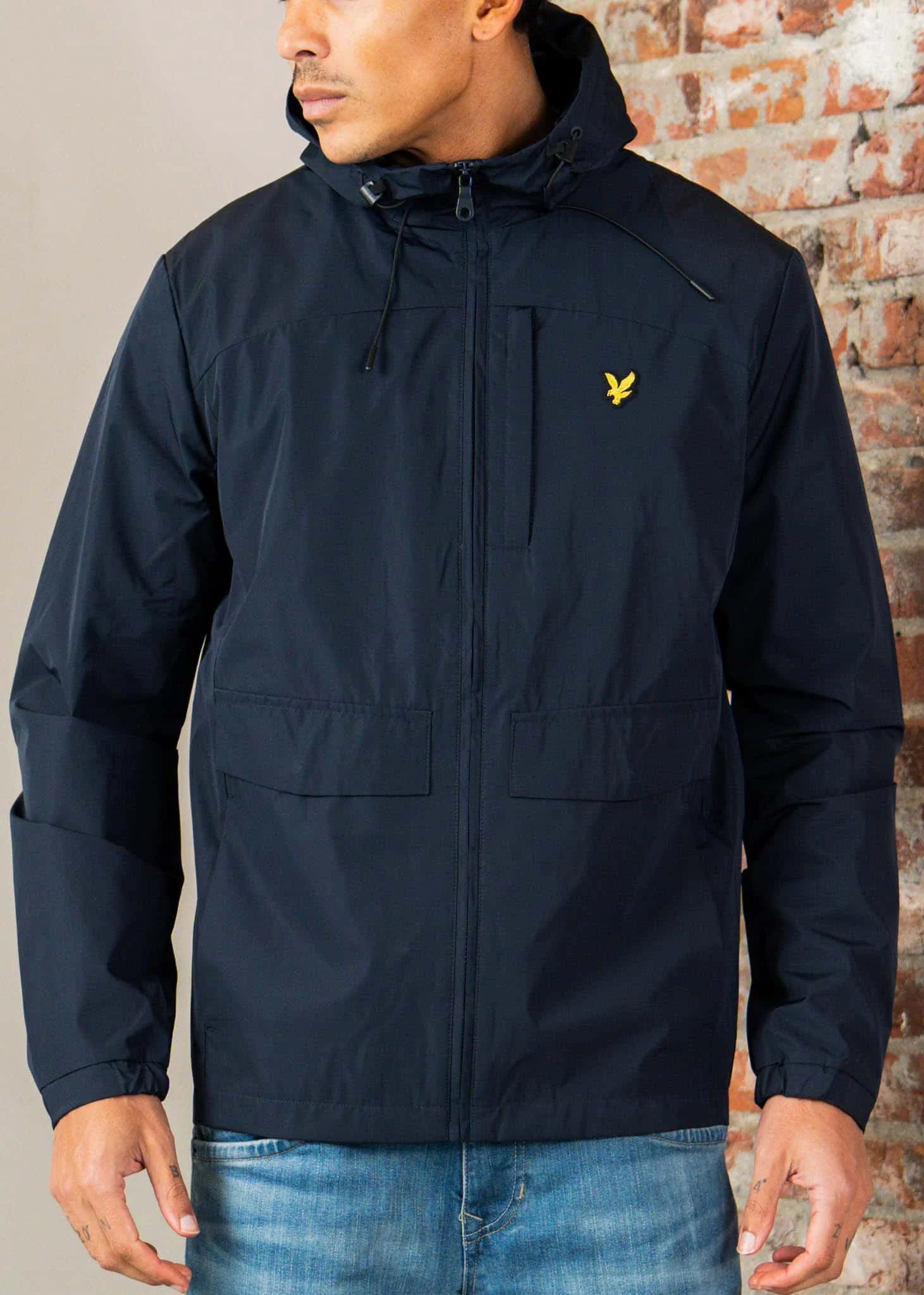 Lightweight hooded zip through jacket - dark navy